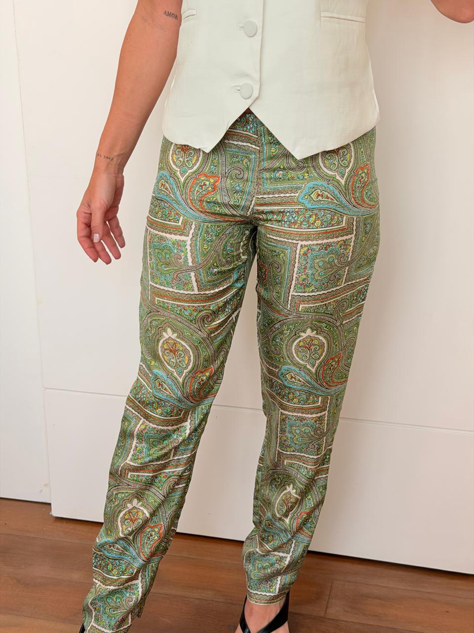 Calça Prada paisley silk twill