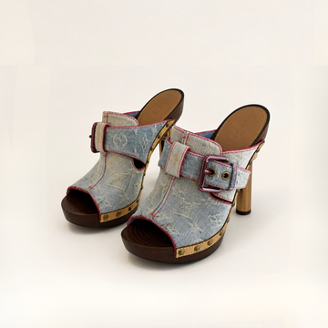 Louis Vuitton Rosa Monogram Denim Clogs 36 BR