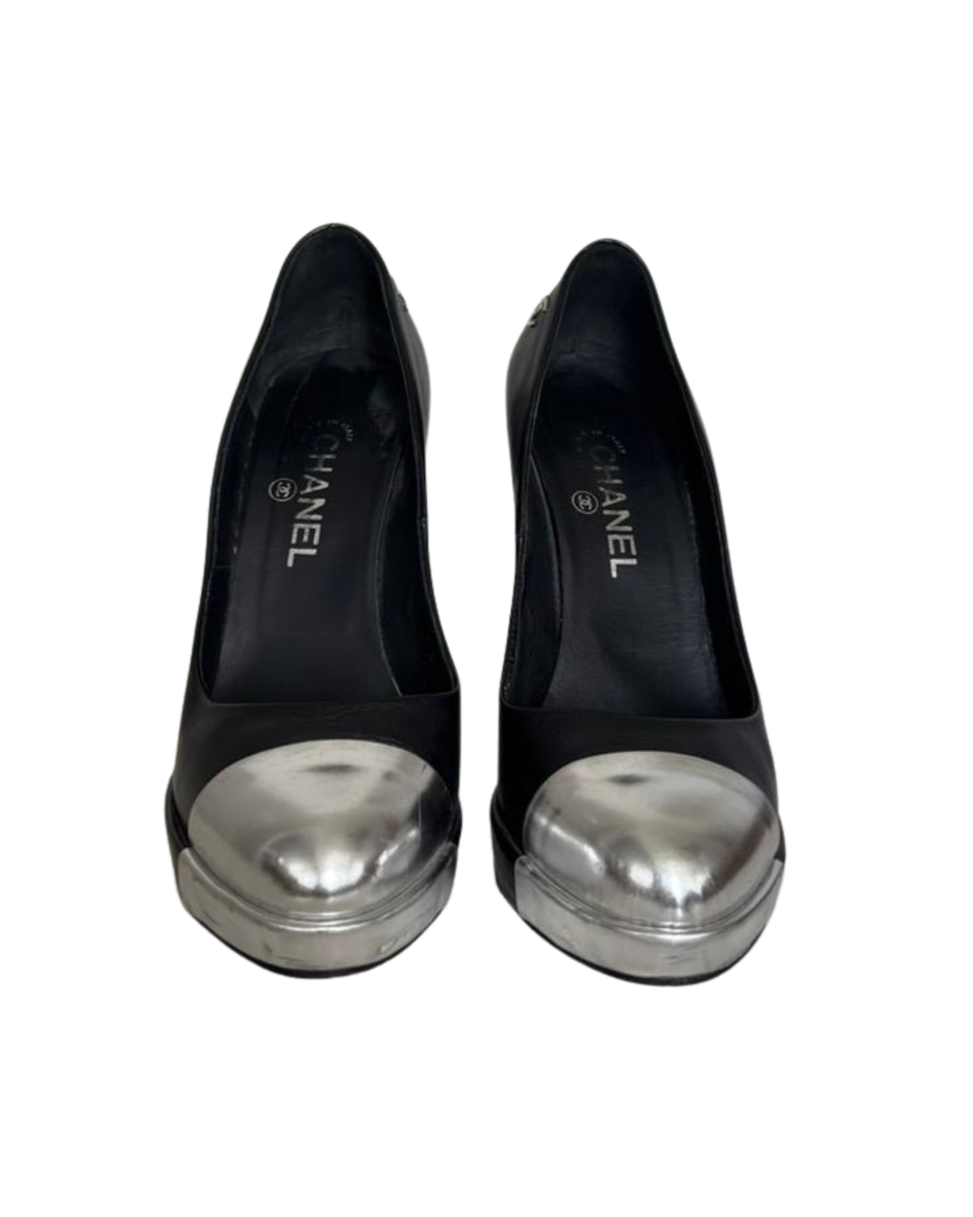 Sandália Chanel com Bico Metalizado