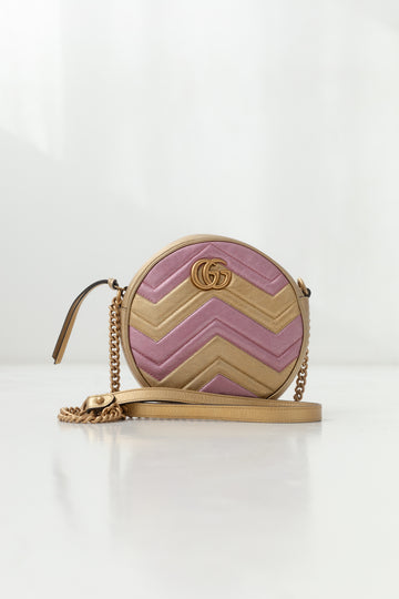 Bolsa Transversal Redonda Gucci Gold GG Marmont
