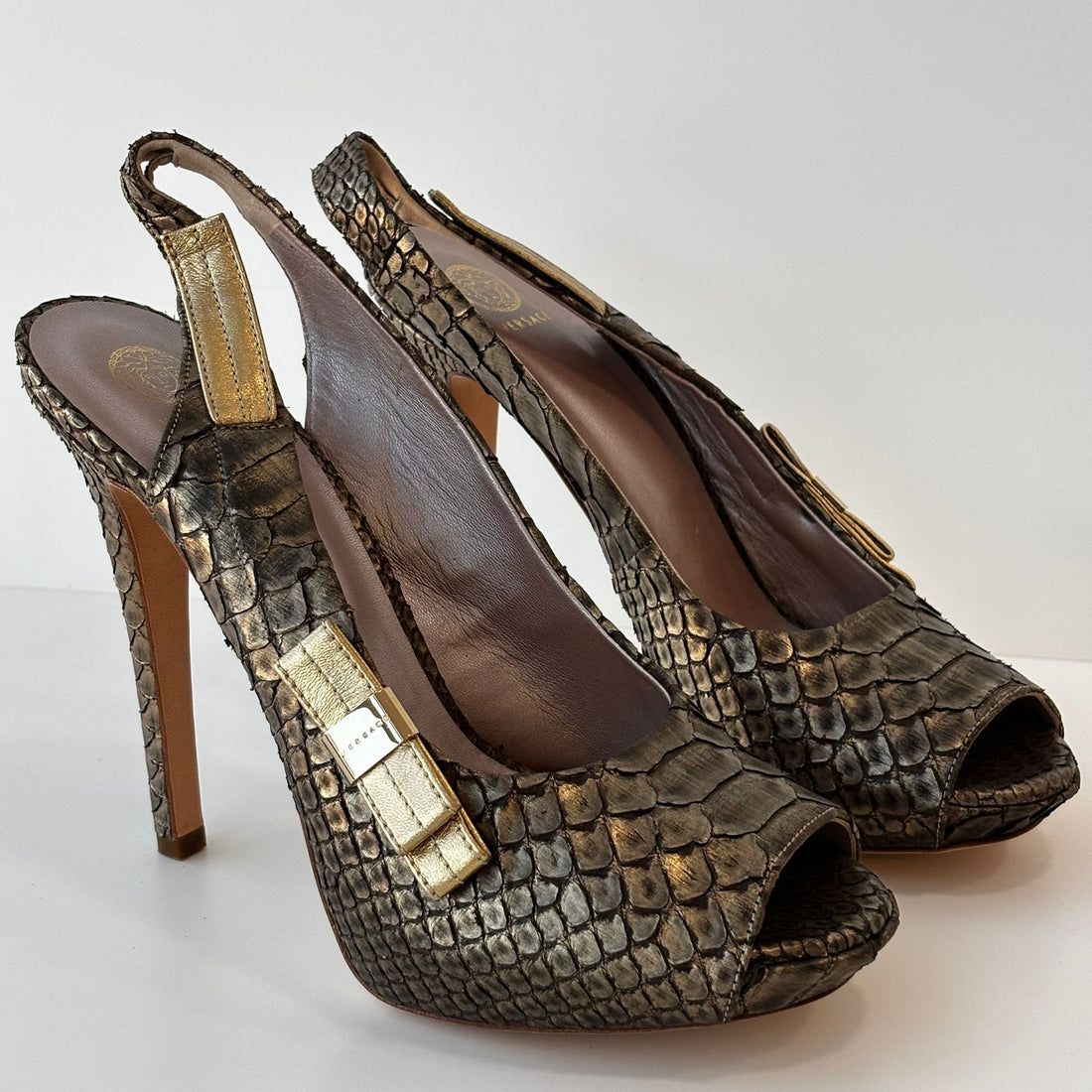 Versace Peep Toe Slingback Python 37 BR