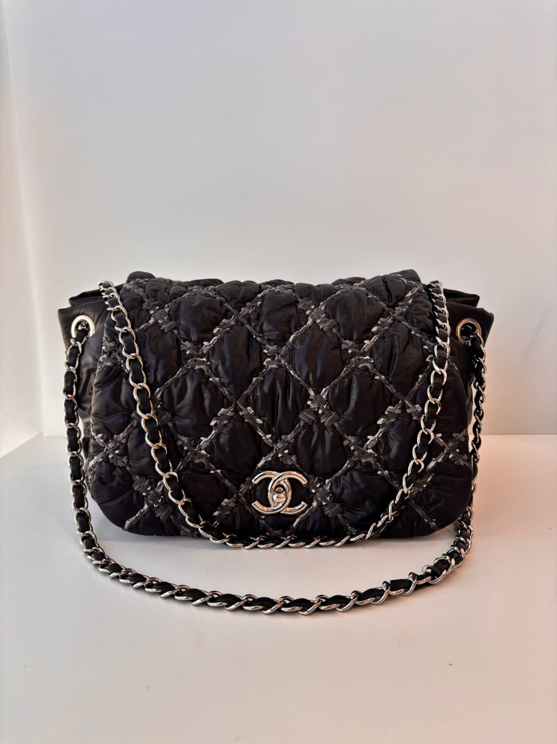 Bolsa Chanel Paris-Byzance Nylon Tweed On Stitch Bubble Flap