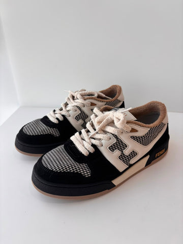 Fendi Match Suede Black Houndstooth Sneaker 39 BR