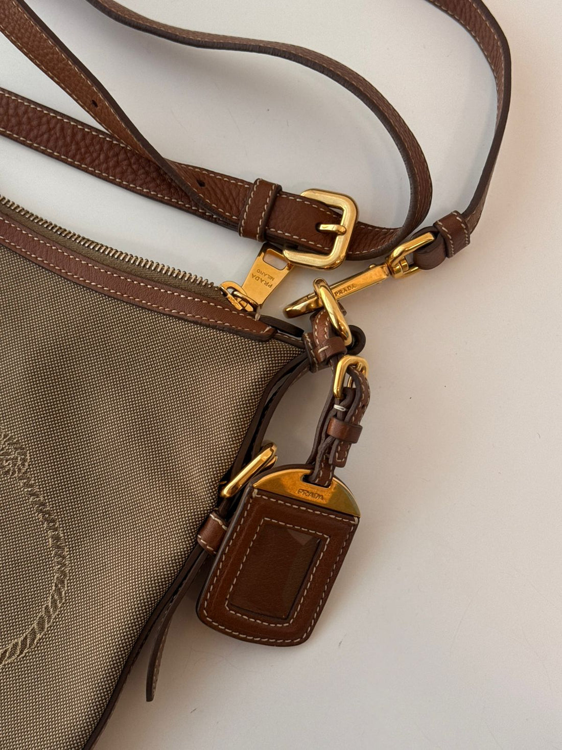 Prada Brown Canvas Gold Hardware