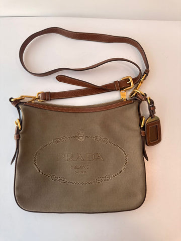 Prada Brown Canvas Gold Hardware