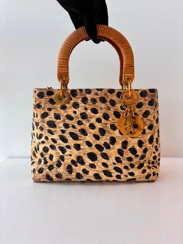 Christian Dior Leopard Canvas Lady Dior Vintage