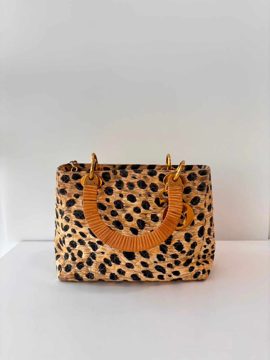 Christian Dior Leopard Canvas Lady Dior Vintage