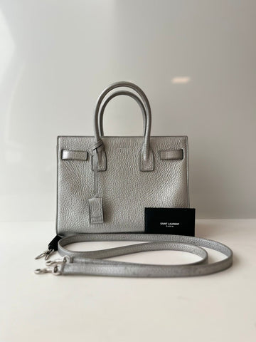 Saint Laurent Metallic Silver Sac De Jour