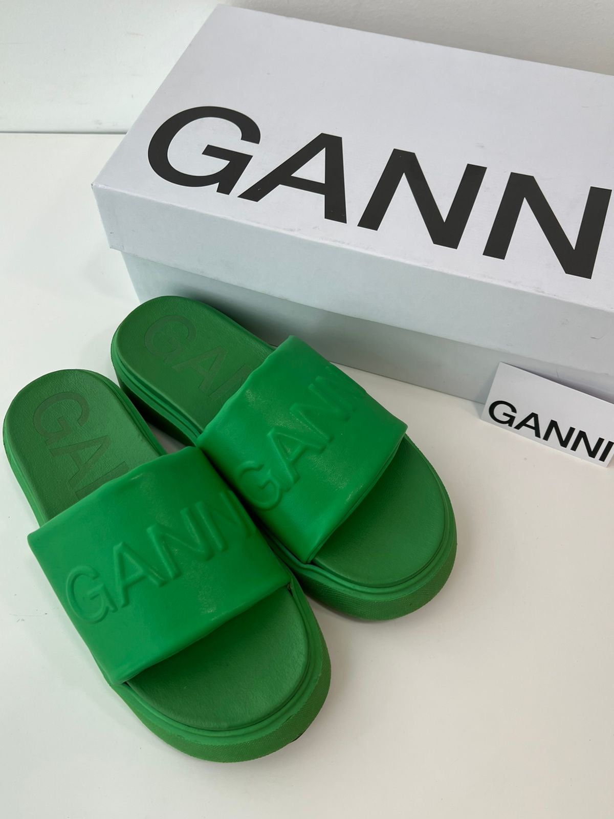 Ganni Green Slides